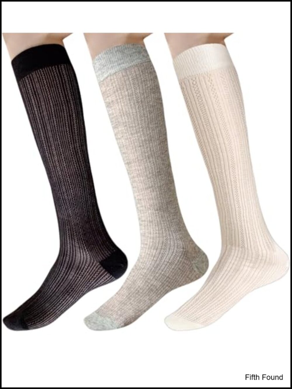 Knee High Socks Thin Breathable Cotton Blend Boot Sock 3 Pairs